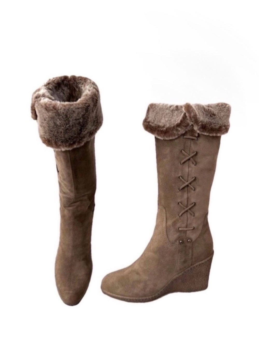 Aquatalia by Marvin K Suede Wedge Knee High Boots